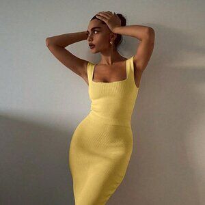 Ribbed Knit Bodycon Mermaid Dress with Ruffle Hem | New Party Dress
